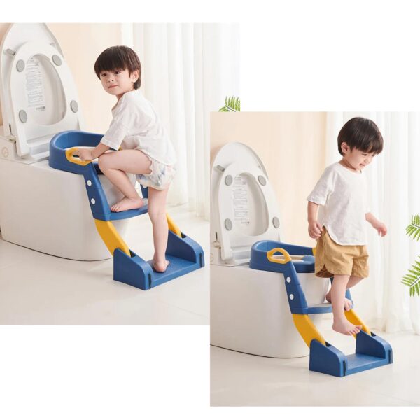 ESCALERA DE BAÑO PARA BEBE AZUL CON BACINILLA